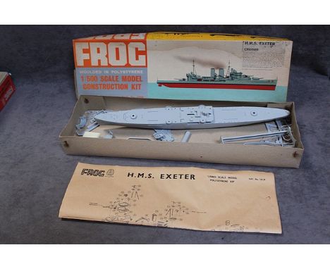 Frog #121P HMS Exeter 1963 Vintage Old Kit Rare Complete 1:500 Scale Partly Constructed