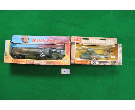 2x Matchbox Battlekings # K-115 Articulated Petrol Tanker (Mint In Good Box), #K-118 Kaman Seasprite Helicopter (Mint In Exce