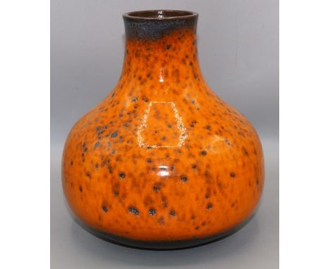 Guy Sydenham for Poole Pottery - bulb form vase, orange reactive glaze over dark clay body, GS mark, H25cm 