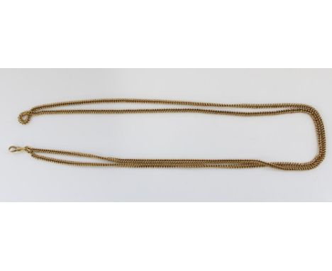 15ct gold muff chain necklace, the swivel clasp marked 'N.S' '15', total L125cm, 66.5g 