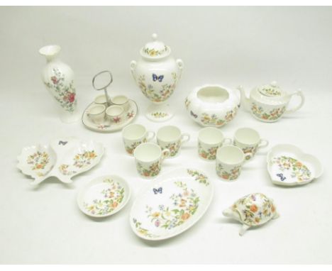 Collection of Aynsley Cottage Garden table ware inc. coffee cups, tea pot, Tortoise, butterfly tray, etc. Wedgwood Avebury Va