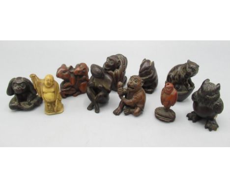 Collection of Netsuke inc. Monkeys, Mice, Owls, etc. (10) 