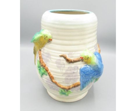 Clarice Cliff Budgerigar vase, numbered 778 and printed markers mark to base, H21cm 