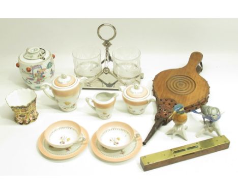 Royal Crown Derby Imari small pot/vase a/f, G.Boyer Limoges partial tea set, brass and wood spirit level, Chinese teapot jar/