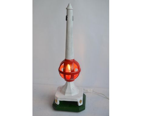 Vintage railway semaphore finial, restored and repainted with added modern mains powered light and secure base fitting. Heigh
