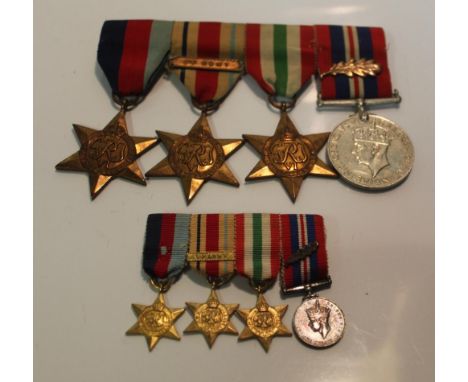 Set of WWII Medals (Recipient Unknown), The 1939-45 Star, The Africa Star with 8th Army clasp, The Italy Star, The War Medal 