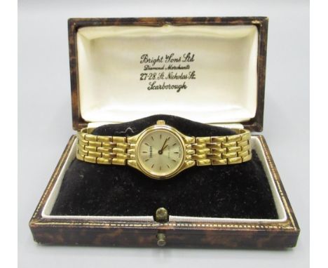 Tissot Stylist - ladies gold plated quartz wristwatch on integrated bracelet, snap on stainless steel case back No. V232, wit