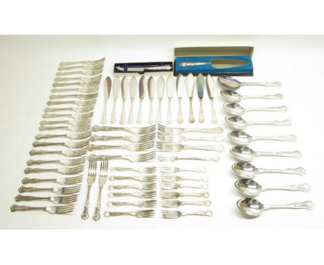 Large collection of A1 EPNS Kings and other pattern cutlery incl. knives, forks, fish knives, cake knives, ladle etc. (approx