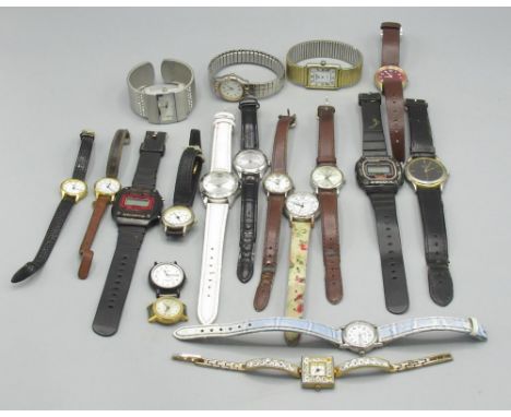 Two LCD quartz wristwatches, other quartz wristwatches, Ravel, Pierre Jaquard, Reflex, Citron, Montine, Ingersoll, Leda, Eliz