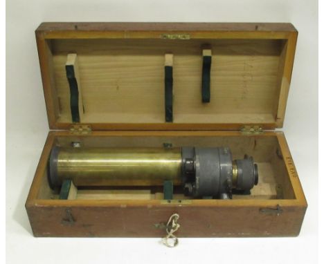 W. Ottway &amp; Co., Ltd., London - cased WWII British Issue Prismatic  Monocular Gunsighting Telescope No.1224, brass body w