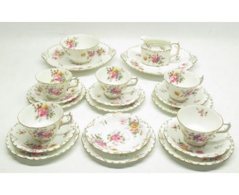 Royal Crown Derby 'Posies' pattern part tea se rvice incl. tea cups, saucers, sandwich plates, milk jug, etc. (21) 