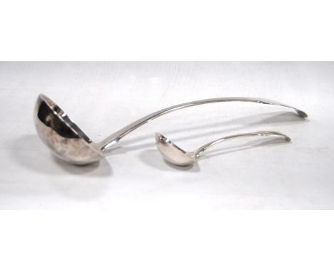 Silver soup ladle, fiddle pattern, Edinburgh 1843, also a similar sauce ladle, by Hampston Price &amp; Co., York 1804 (both e