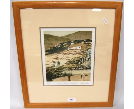 Thelma K Sykes SWLA (British, b. 1940) Harrier at Melvich, Sutherland Signed, linocut, 14/20, 24cm x 20cm.&nbsp; ARR