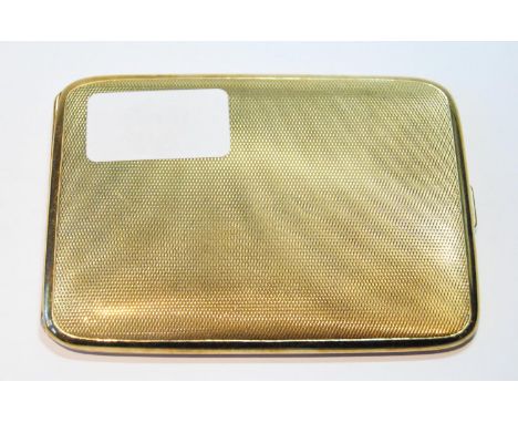 9ct gold cigarette case, monogrammed and engine turned, Birmingham 1928, 125g. 