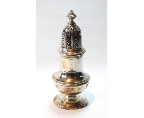 Silver baluster caster of George I style, typical good quality and weight, by R. Comyns, 1961, 8oz. 