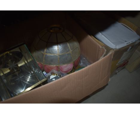 Several boxes of assorted light fittings etc