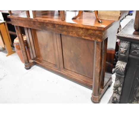 A Victorian mahogany sideboard/console having column supports and panel base
53cm deep by 98cm tall by 156cm long