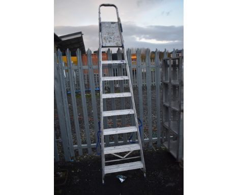 A set of aluminium step ladders