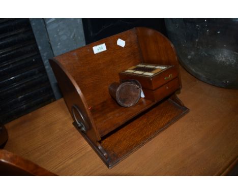 An Arts and Crafts style book  trough or stationery rack etc
