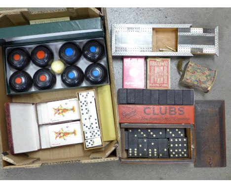 Assorted games, dominoes, cribbage board, etc. **PLEASE NOTE THIS LOT IS NOT ELIGIBLE FOR POSTING AND PACKING** 