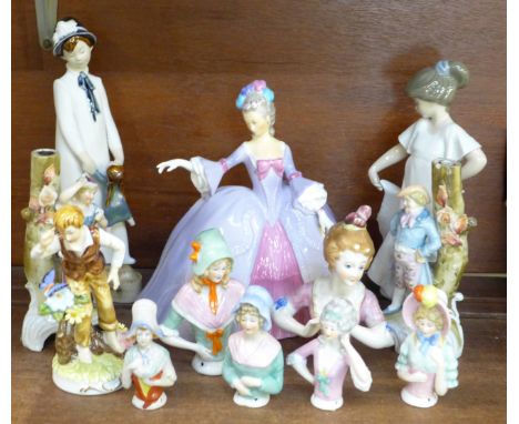 A Nao figure, half dolls, other figures and a Franklin Porcelain Marianne the Minuet 