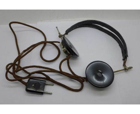 A pair of German headphones, marked N&amp;K, Neufeldt &amp; Kuhnke Kiel 