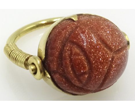 18ct gold (tested), gold stone scarab beetle swivel ring  Condition Report Approx 7.6gm, Size KClick here for further images,