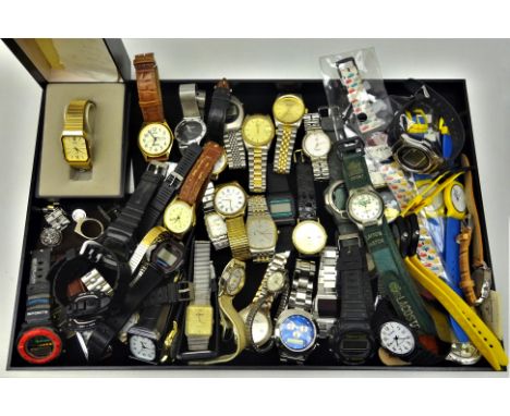 Large collection of wristwatches including Omega De Ville Quartz, Ingersoll and Casio digital, Renault, Accurist etc approx 4