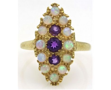 Amethyst and opal silver-gilt ring stamped SIL Condition Report Size M-NClick here for further images, condition, auction tim
