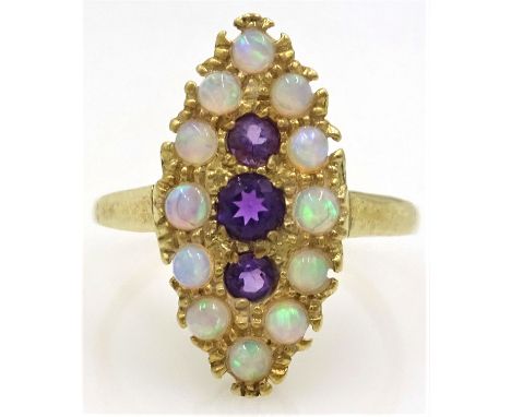 Amethyst and opal silver-gilt ring stamped SIL Condition Report Size M-NClick here for further images, condition, auction tim