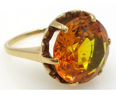 14ct gold large single stone citrine ring stamped 585 Condition Report Approx 6.6gm, size MClick here for further images, con