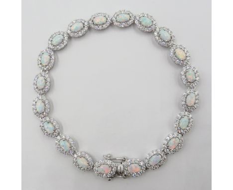 Opal and cubic zirconia silver bracelet stamped 925 Condition Report Click here for further images, condition, auction times 