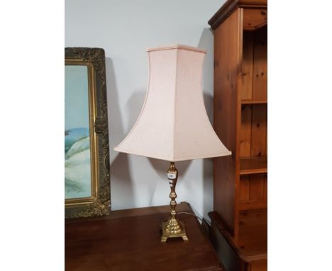 NICE BRASS TABLE LAMP AND SHADE