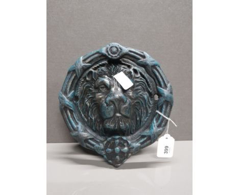 CAST METAL LIONS HEAD DOOR KNOCKER