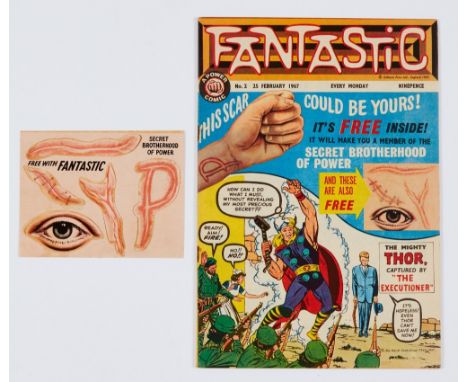 Fantastic 2 (1967) wfg Secret Brotherhood of Power stick-on scars. Free gifts as new, comic with bright covers, cream pages, 