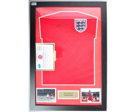 World Cup 1966 - Sir Geoff Hurst - an autographed replica England Football Team shirt in red, with cloth patch to corner. Sig