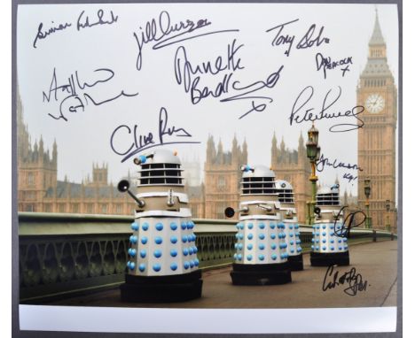 Doctor Who - An impressive multi-signed autographed 12x14" colour photograph from the series, signed by x11 stars who appeare