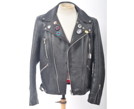 The Sex Pistols / Punk Rock - an original vintage Wolf Leathers made leather jacket (black) - painted to the back rear panel 