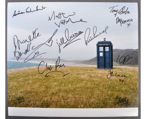 Doctor Who - An impressive multi-signed autographed 12x14" colour photograph from the series, signed by x11 stars who appeare
