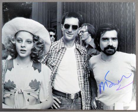 Martin Scorsese - Italian Director - rare and impressive signed black and white photograph of Scorsese on set of Taxi Driver 