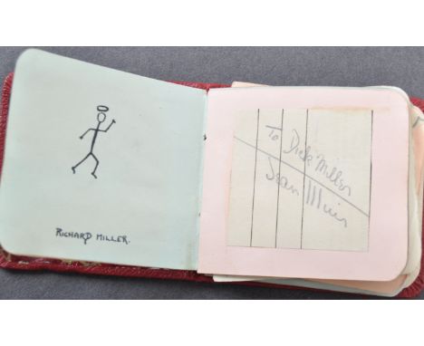A vintage c1950s small autograph book, filled with various clipped autographs from the period, all neatly laid-in. Many unkno