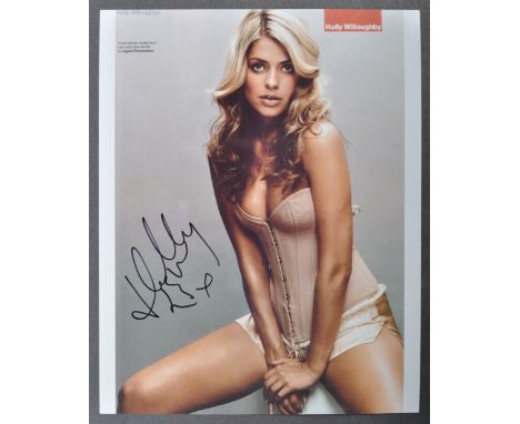 Holly Willoughby - English Presenter - autographed 8x10" colour glamour photograph, signed neatly in black ink to a light por
