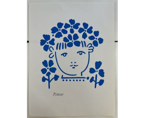 An assortment of six vintage lithographs &amp; serigraphs on paper after Pablo Picasso (1881-1973). The lot to include two bl
