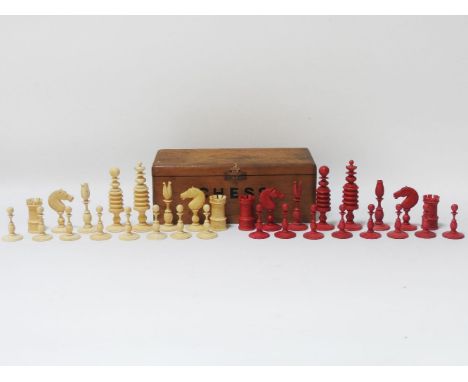 A Nineteenth century carved ivory chess set