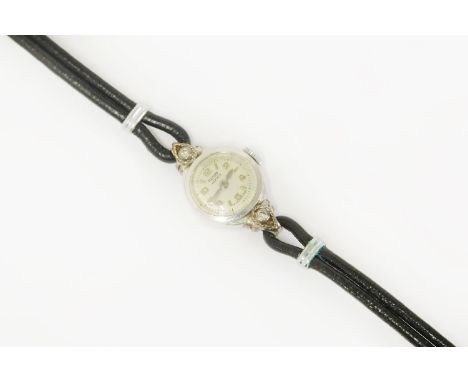 A 9ct white gold ladies Rotary Maximus, mechanical cocktail strap watch, in box, with diamond set lugs