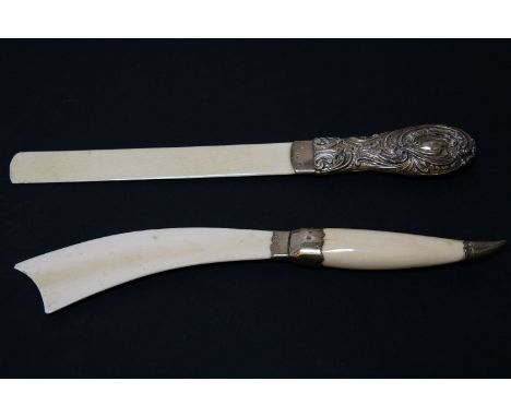 Two silver mounted ivory paper knives