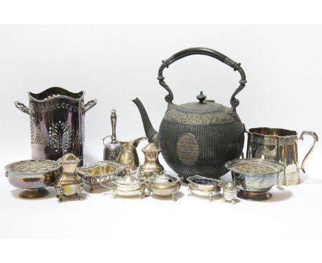 A quantity of silver and plated items, to include flatware, a Britannia standard cream jug, and a Victorian silver plated pre