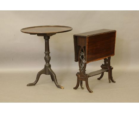 A mahogany tripod table, and Sutherland table
