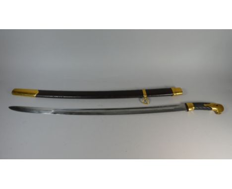 An 1861 Pattern Russian Military Sword Shasqua with Leather and Brass Mounted Scabbard Spiral Fluted Grip and Brass Pommel, S