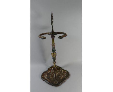 A 19th Century French Champleve Enamelled Stick or Fire Tool Stand Probably made for the North American Market.